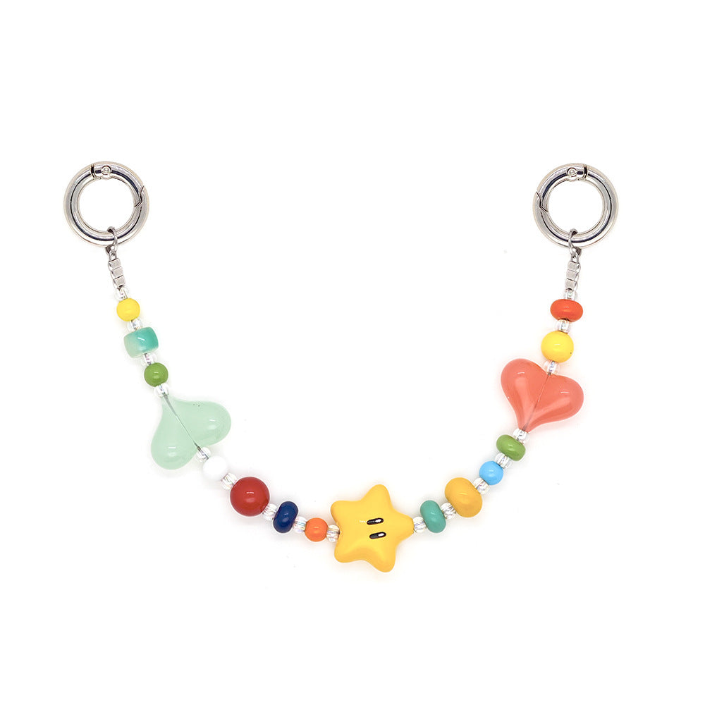Star and Mushroom Encounter Phone Chain Charm INS Style Spring Summer Girly Healing Versatile CCD Camera Charm