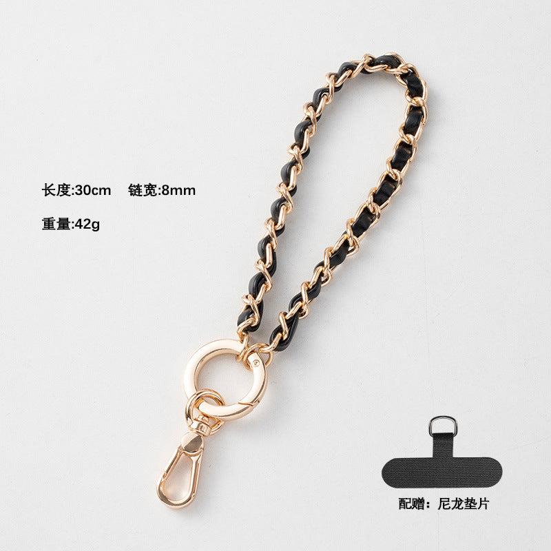 Pearl wrist chain small fragrance wind mobile phone lanyard pearl chain diamond inlaid short chain crossbody hanging chain mobile phone lanyard women's model