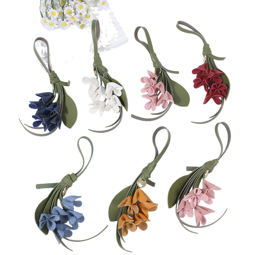 European and American style new fashion gold picking osmanthus keychain PU cute bag pendant high-end