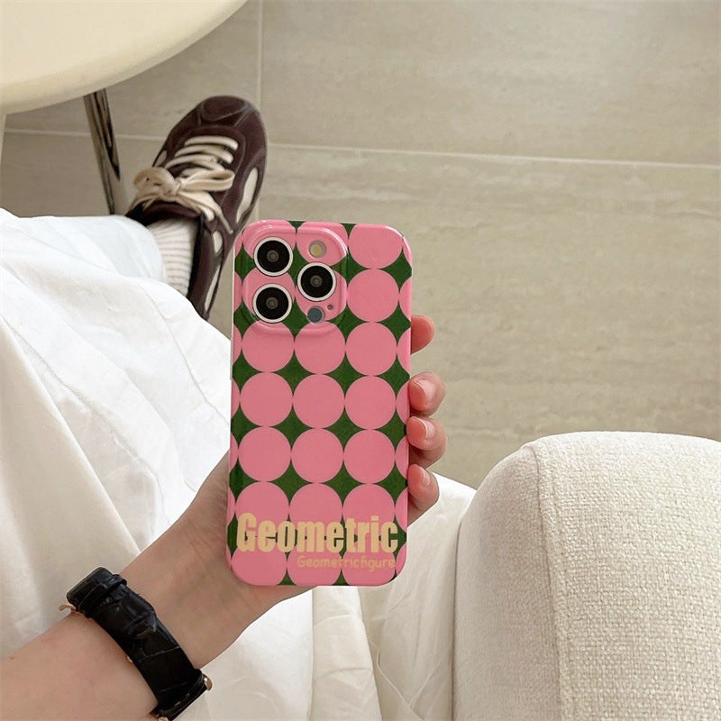 ins Korean wind powder green rhombic grid flow bracket 13pro max/12pro mobile phone case suitable for Apple 11 soft shell 14