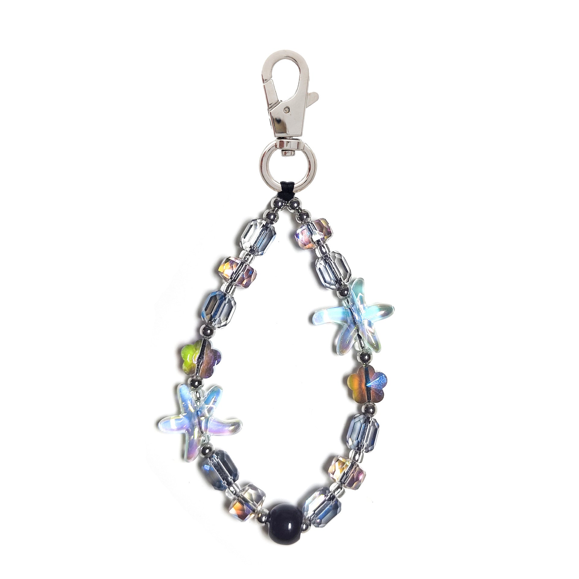 Women's bag keychain, wristband, keychain, versatile INS style acrylic heart white cloud bead phone chain