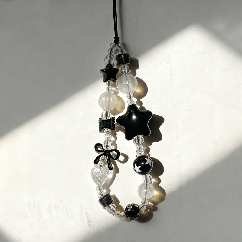 mobile phone chain wholesale Korean pearl star pendant short beaded chain phone case lanyard girl wrist ornament