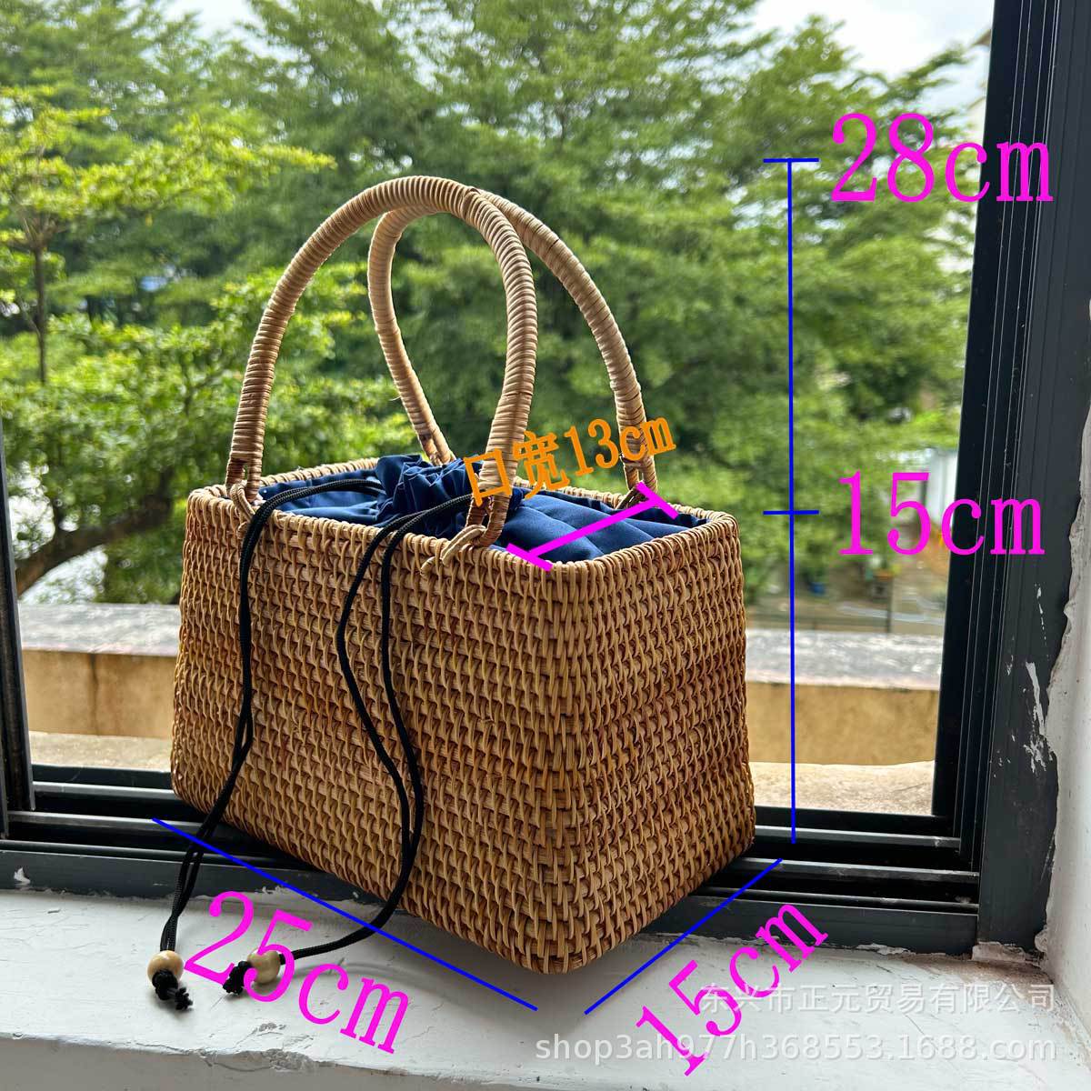 Vietnamese rattan woven handbag, vacation handbag, handmade bag, tea ceremony storage bag, vintage country bag, women's handbag