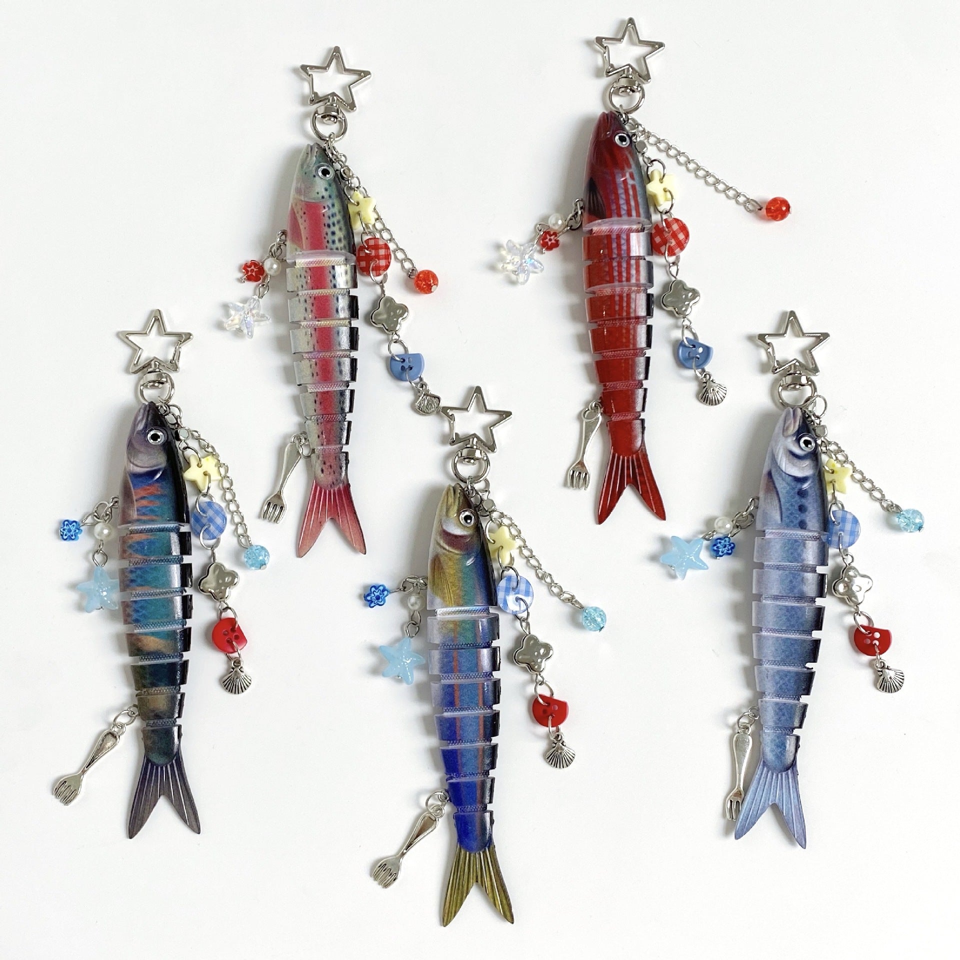 Fish Keychain Bionic Fish Bait Keychain Marine Small Fish Jointly Fish Lure Bag Pendant Cross Border
