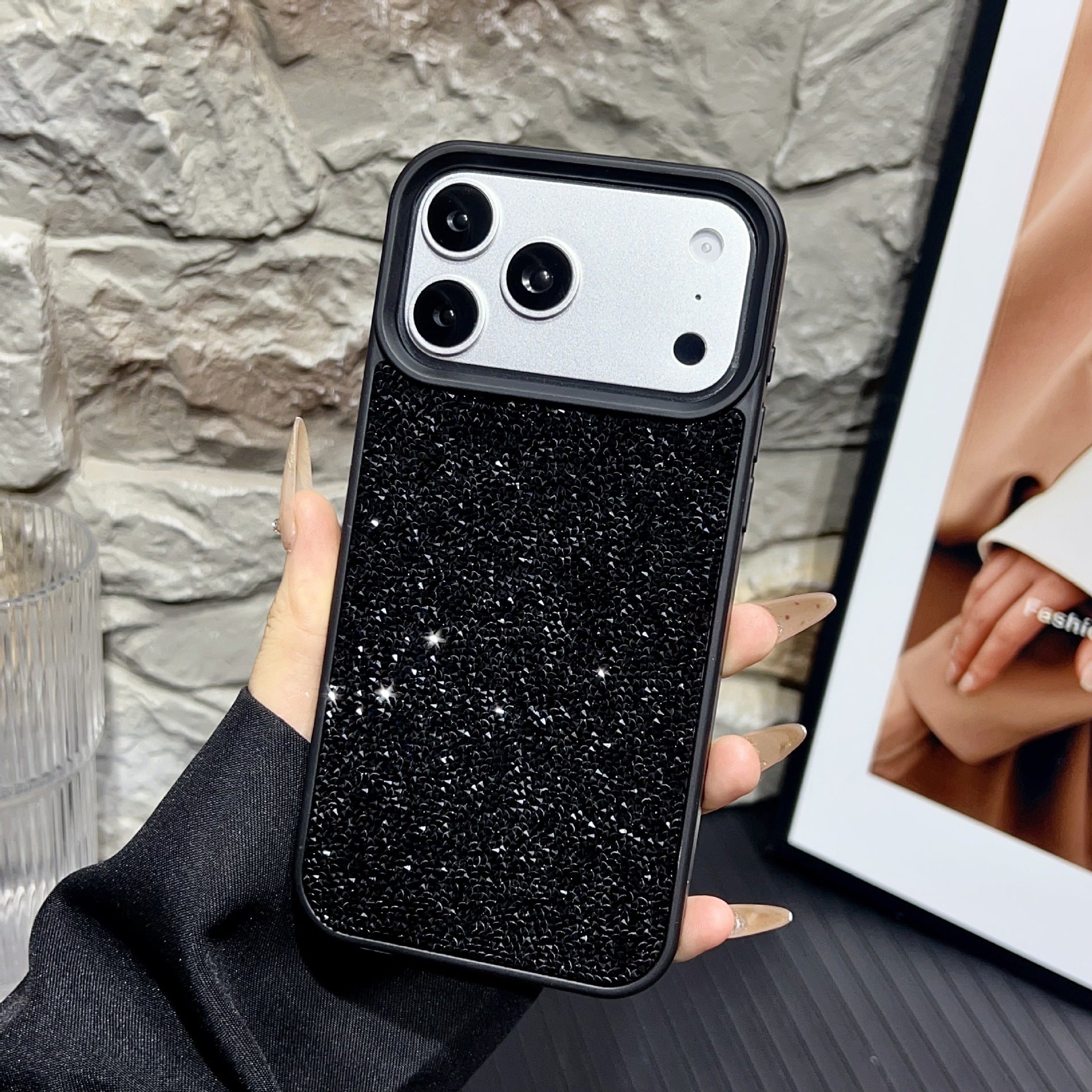 Suitable for cross-border hot-selling Apple 17 Pro luxury full diamond phone case, iPhone 16 Pro Max Diamond Plain Case 15