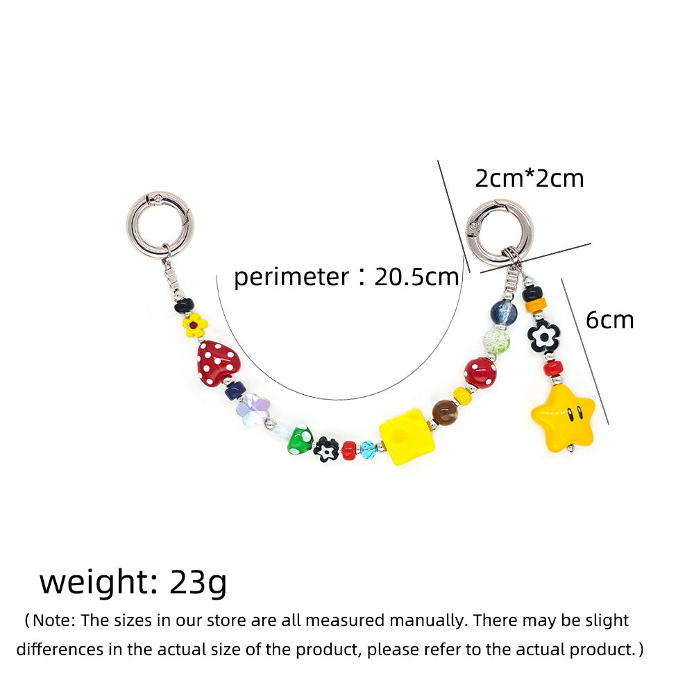 Star and Mushroom Encounter Phone Chain Charm INS Style Spring Summer Girly Healing Versatile CCD Camera Charm