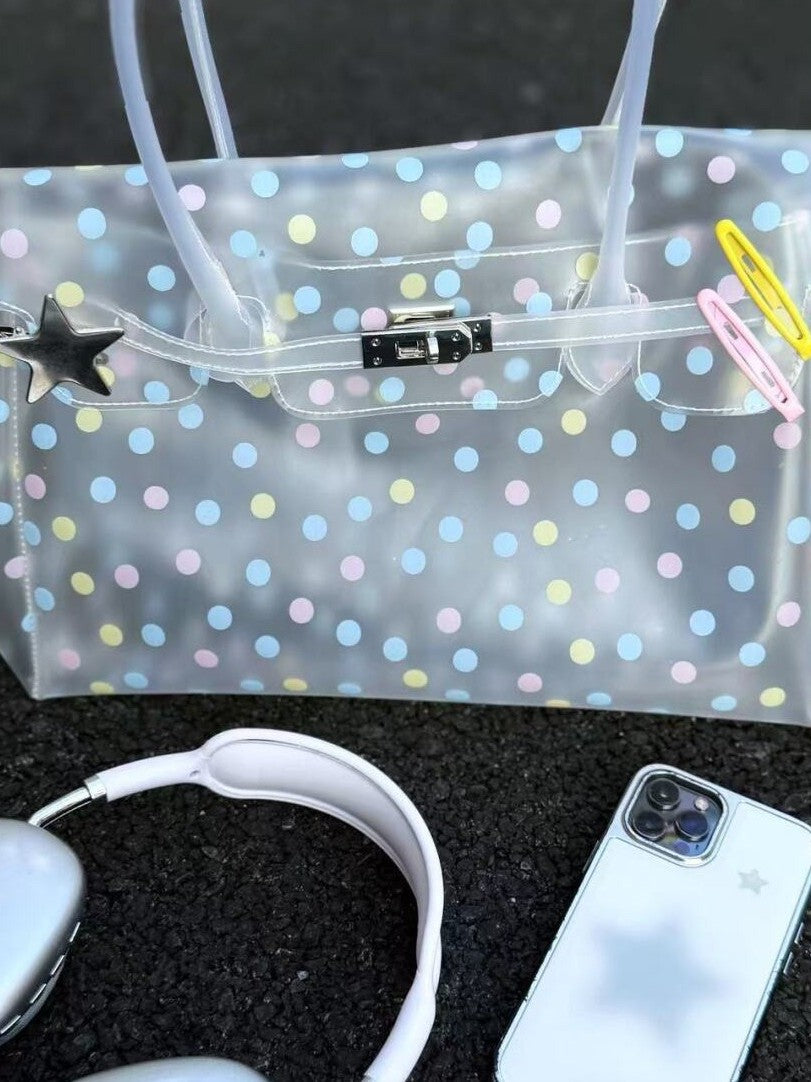 TPU jellyfirkin Niche Polka Dot Transparent Shoulder Tote Birkin Bag · Star Pack