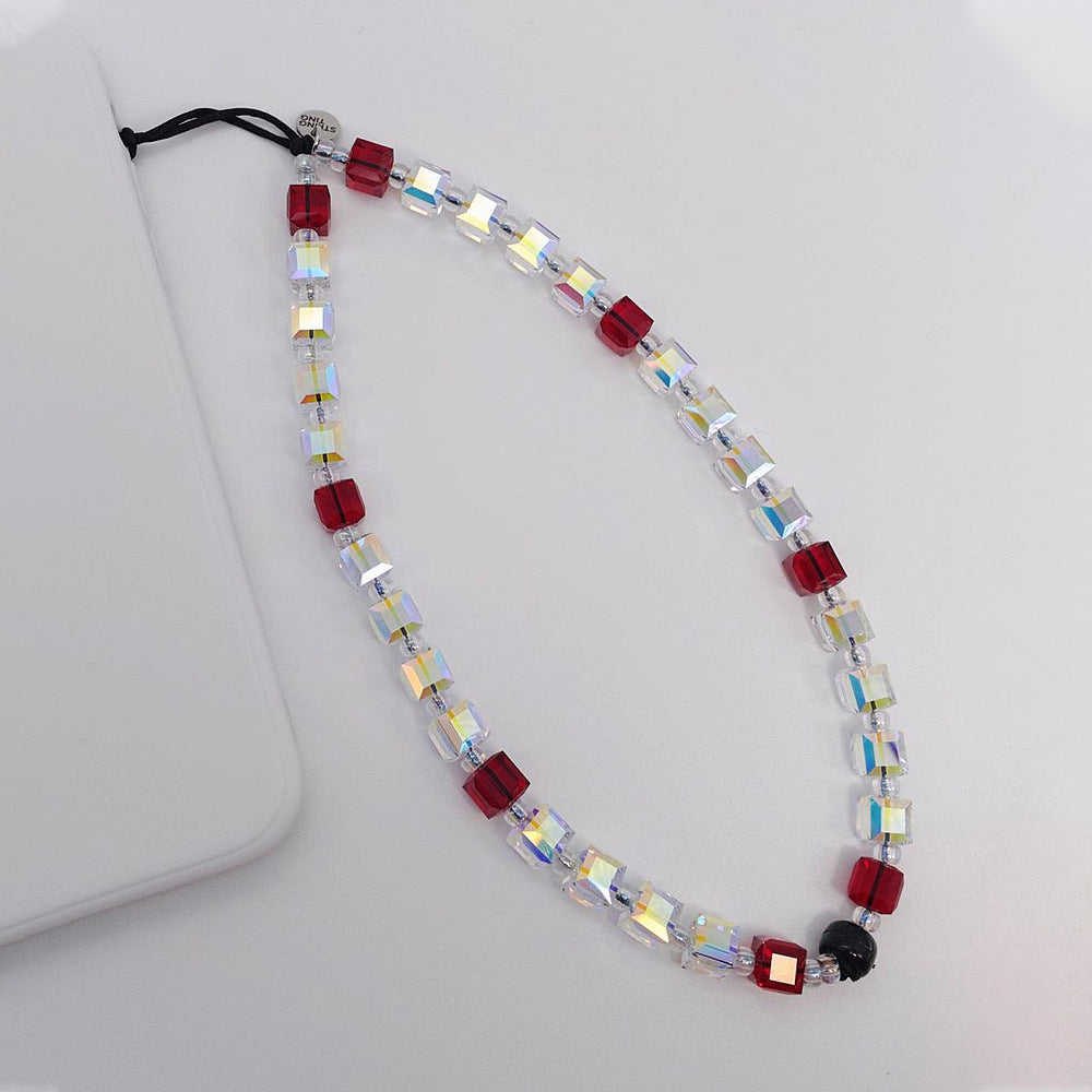 KKBEAD-style affordable retro high-end trendy street style wristband pendant for women, short beaded phone chain for women