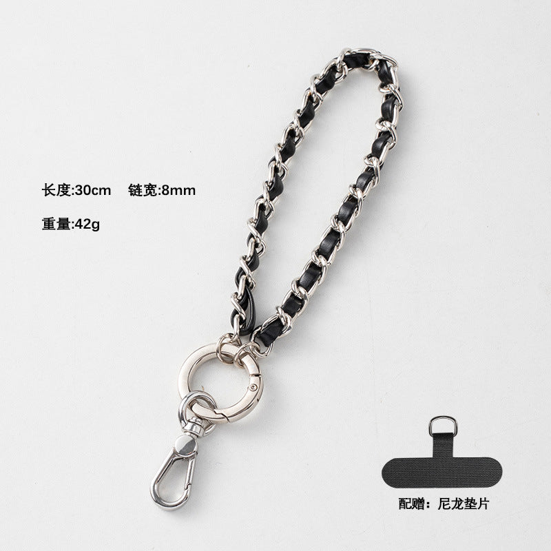 Pearl wrist chain small fragrance wind mobile phone lanyard pearl chain diamond inlaid short chain crossbody hanging chain mobile phone lanyard women's model