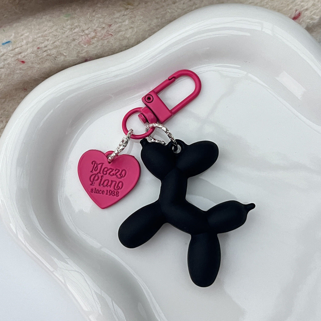 Dopamine rose red with black keychain pendant female Internet celebrity high-end niche handmade balloon dog bag pendant is versatile