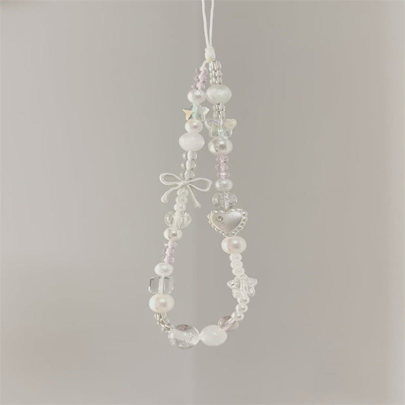 Xiaohongshu with the same original fresh bow mobile phone chain CCD lanyard camera ornament fairy chain keychain