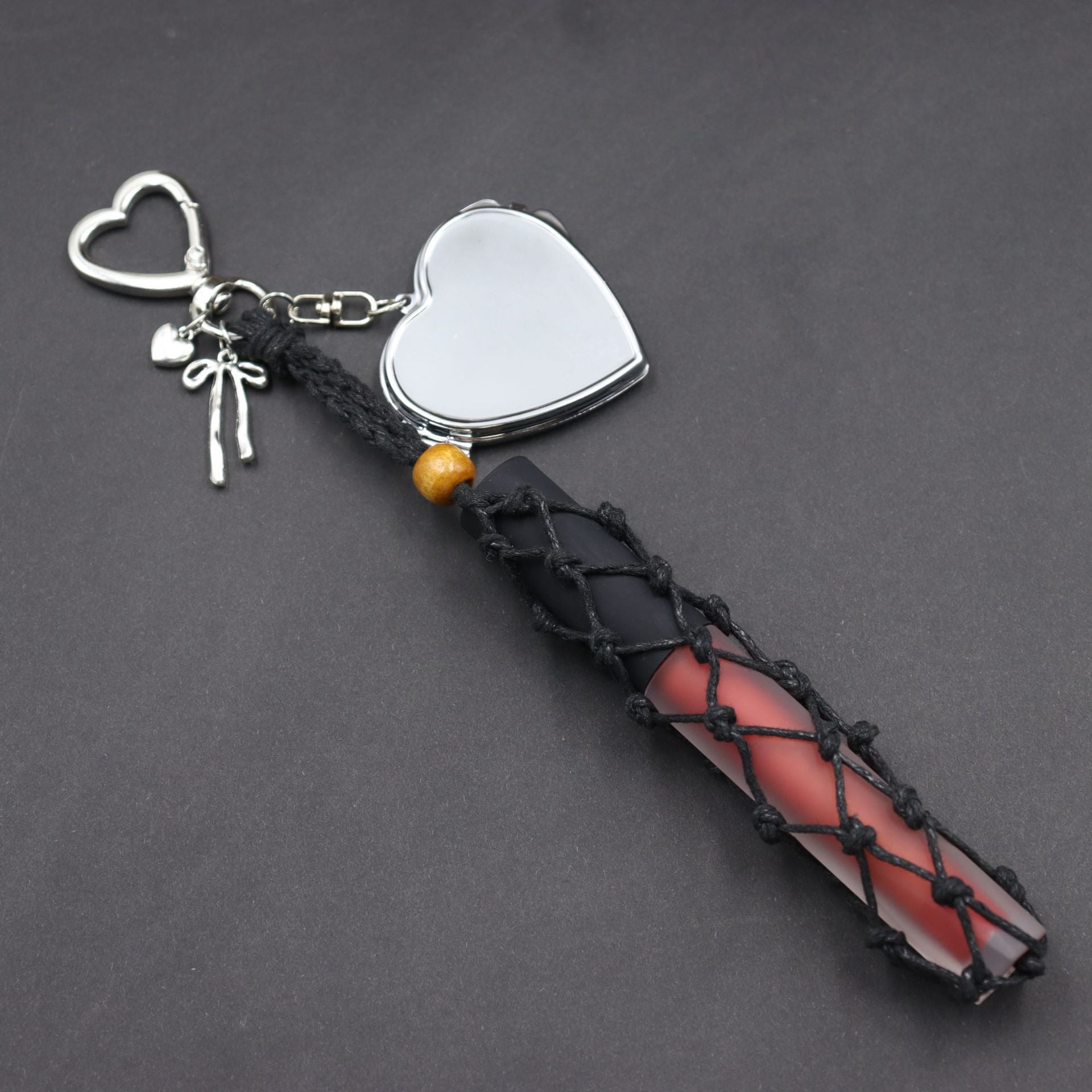 Cross-border bag pendant fashion original metal stainless steel mesh pocket pendant Korean keychain lipstick mesh pocket