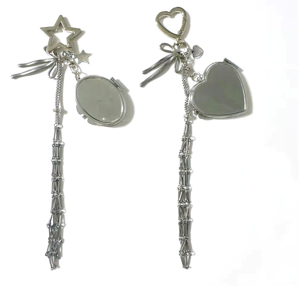 Cross-border bag pendant fashion original metal stainless steel mesh pocket pendant Korean keychain lipstick mesh pocket