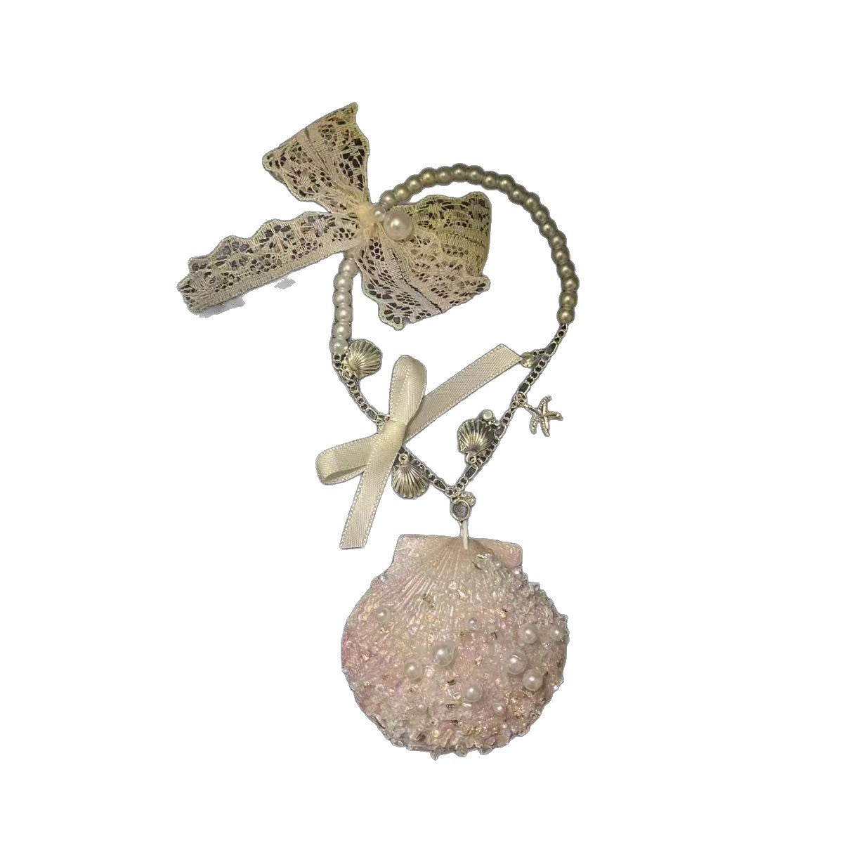 High-end and stylish mermaid shell bow, faux pearl ocean series, graded bag pendants, girly design buckles