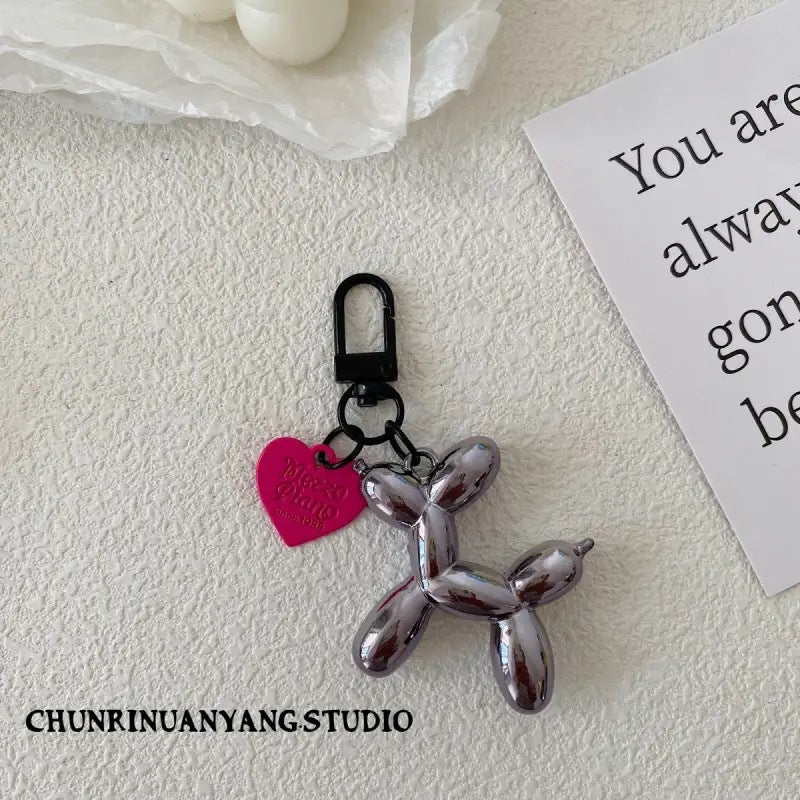 Dopamine rose red with black keychain pendant female Internet celebrity high-end niche handmade balloon dog bag pendant is versatile