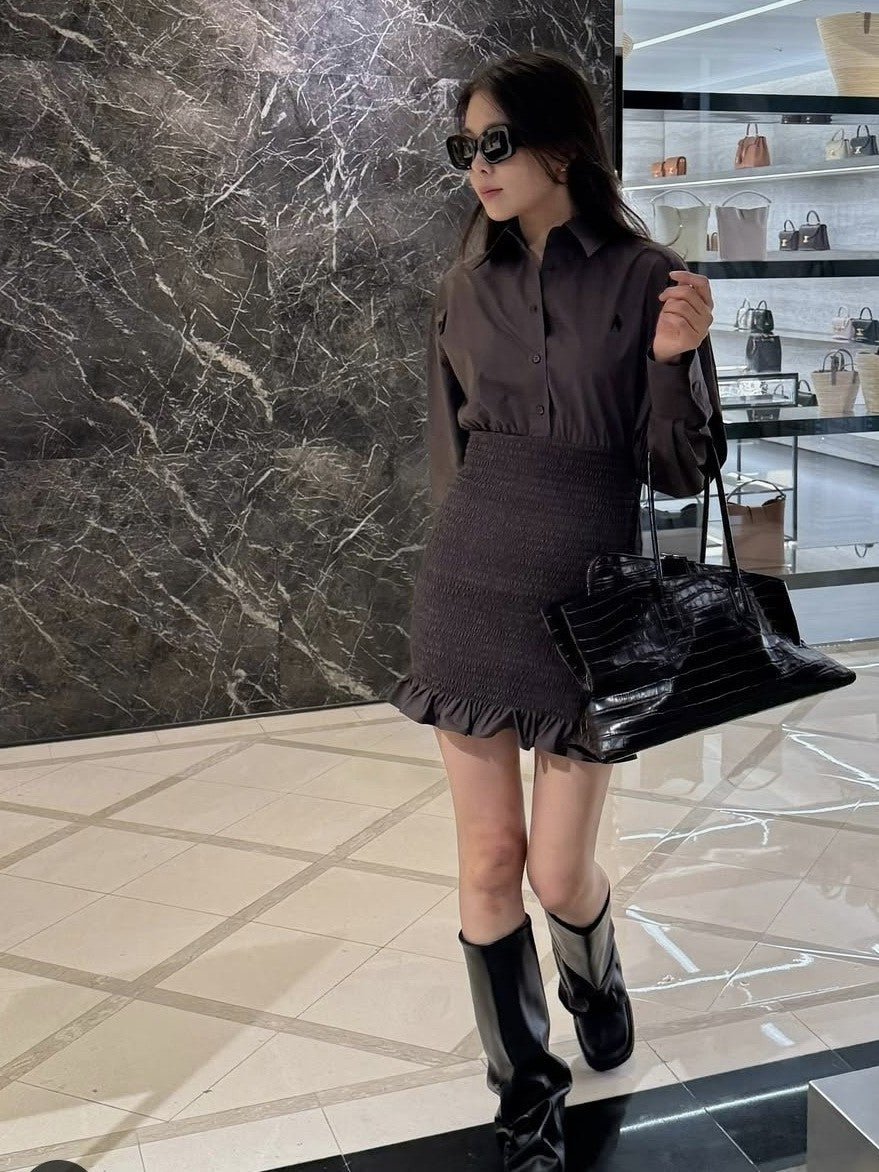 [Full leather inside and outside] the A* top layer cowhide La Passeggiata irregular one-shoulder handbag for women