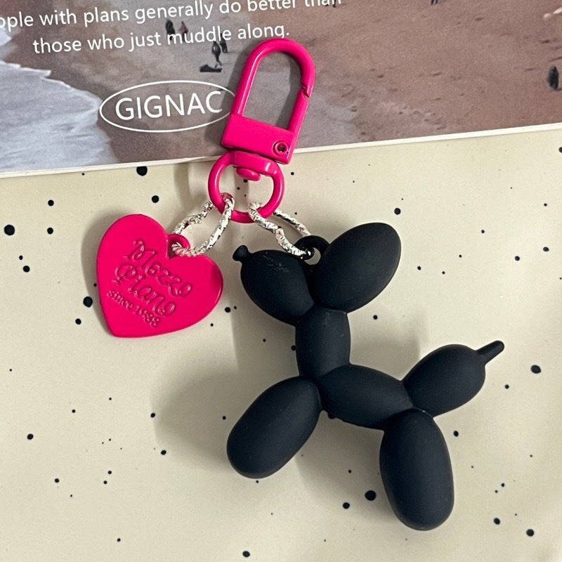 Dopamine rose red with black keychain pendant female Internet celebrity high-end niche handmade balloon dog bag pendant is versatile