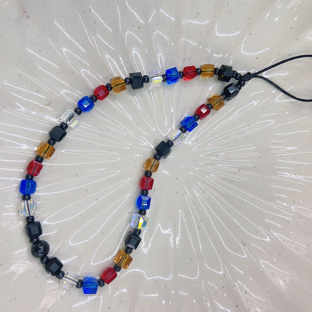 KKBEAD-style affordable retro high-end trendy street style wristband pendant for women, short beaded phone chain for women