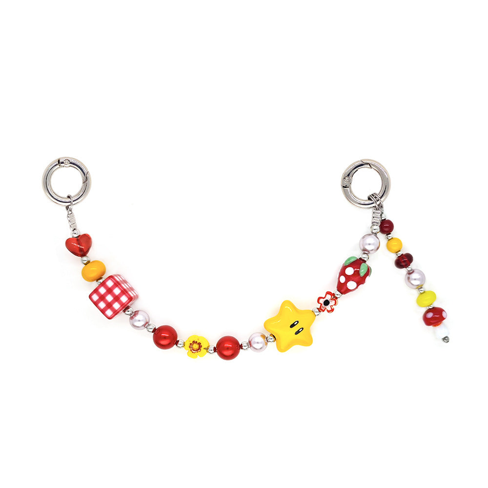 Star and Mushroom Encounter Phone Chain Charm INS Style Spring Summer Girly Healing Versatile CCD Camera Charm