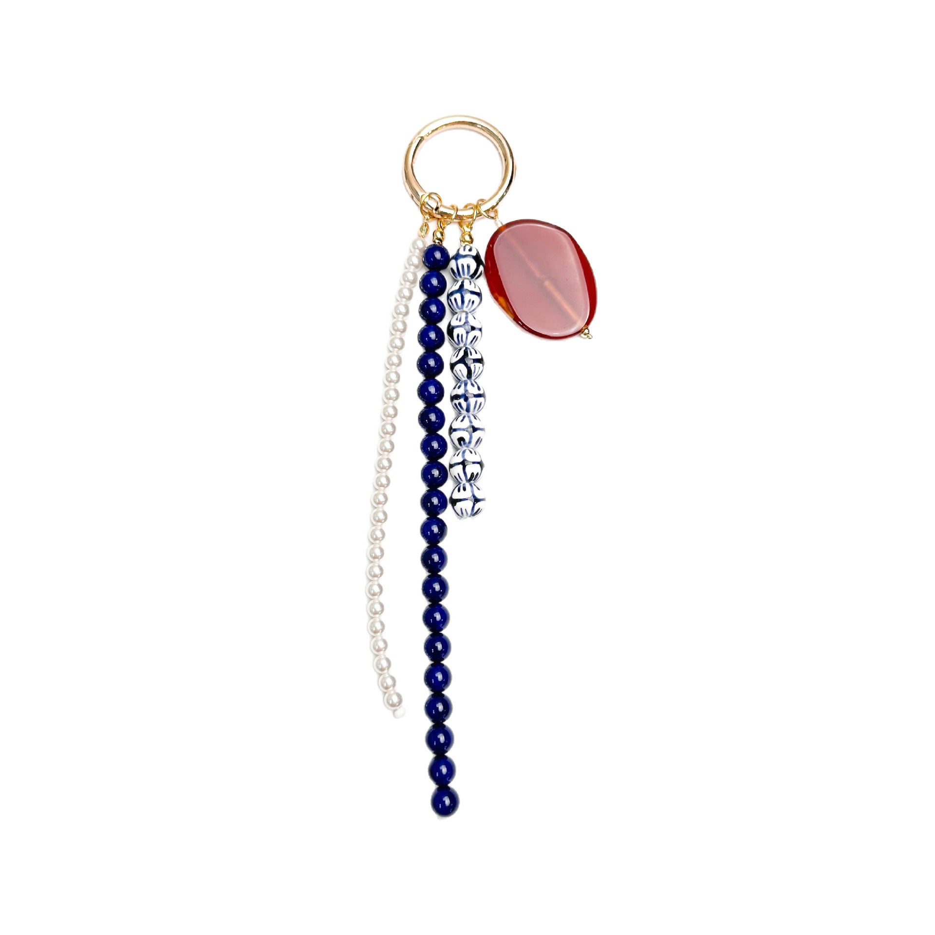 Niche design bag pendants, tassel handmade bead beading, blue-and-white porcelain ceramic lanyard accessories, bag ornaments for men
