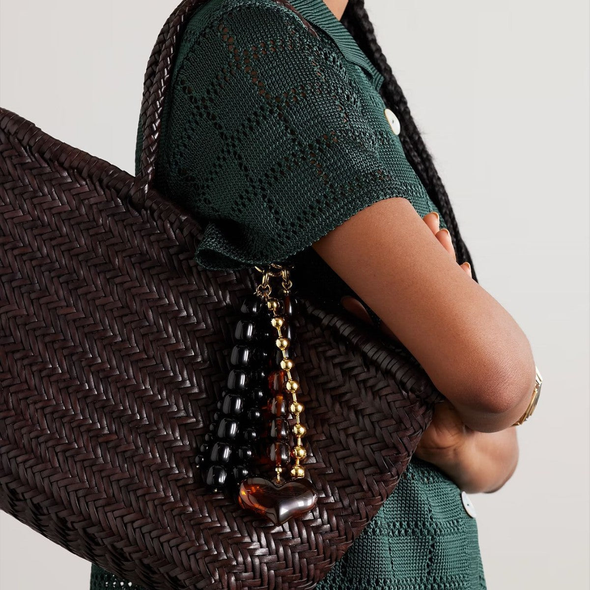 Brand design high-end light luxury natural stone heart bag pendant, brass bag buckle, bag accessory