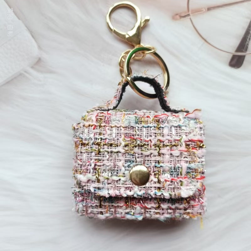 New fashion cross-border popular Korean version tweed small fragrance bag pendant coin purse headphone bag ornament decoration