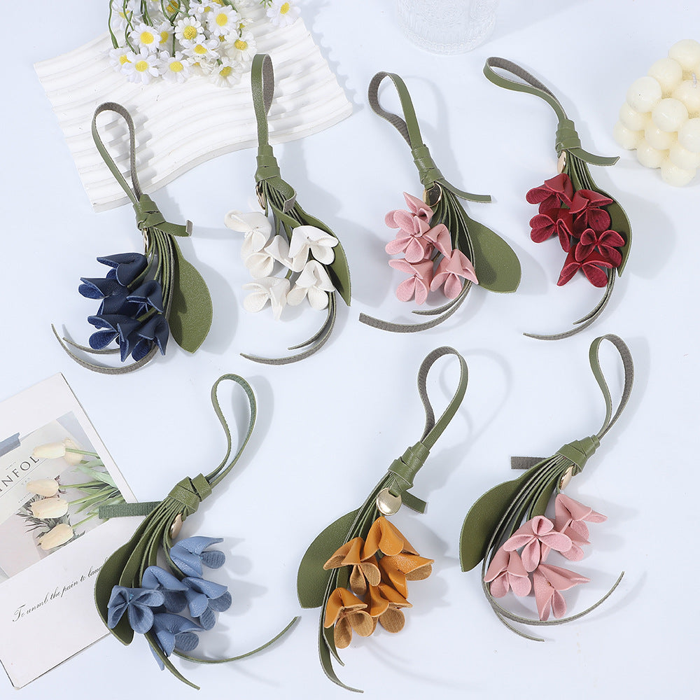 European and American style new fashion gold picking osmanthus keychain PU cute bag pendant high-end