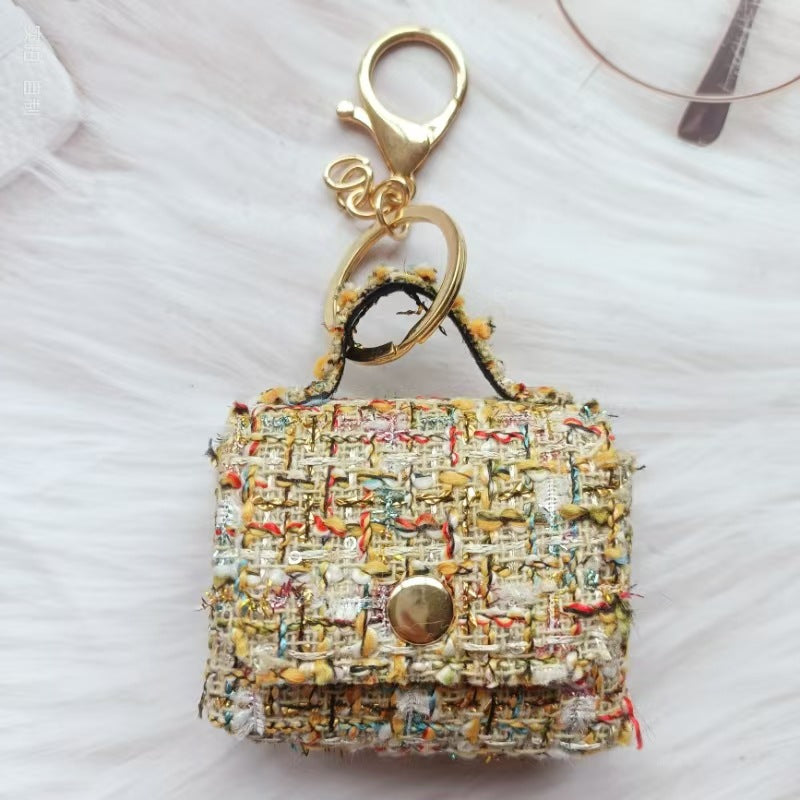 New fashion cross-border popular Korean version tweed small fragrance bag pendant coin purse headphone bag ornament decoration