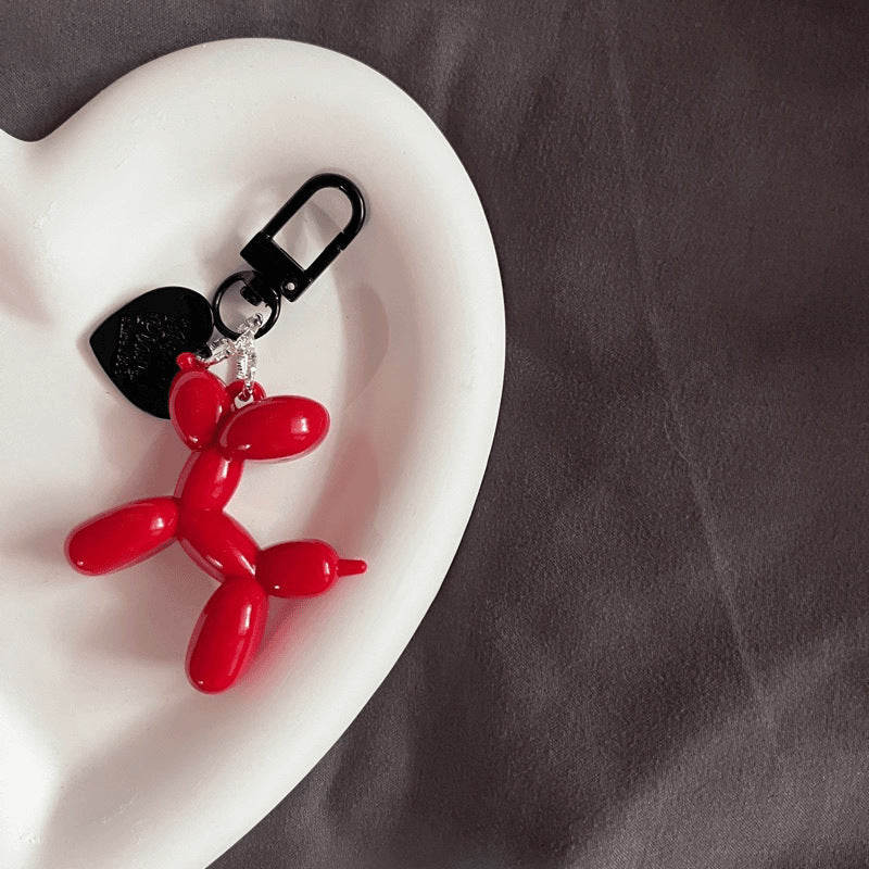 Dopamine rose red with black keychain pendant female Internet celebrity high-end niche handmade balloon dog bag pendant is versatile