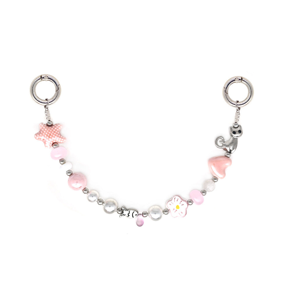 Star and Mushroom Encounter Phone Chain Charm INS Style Spring Summer Girly Healing Versatile CCD Camera Charm