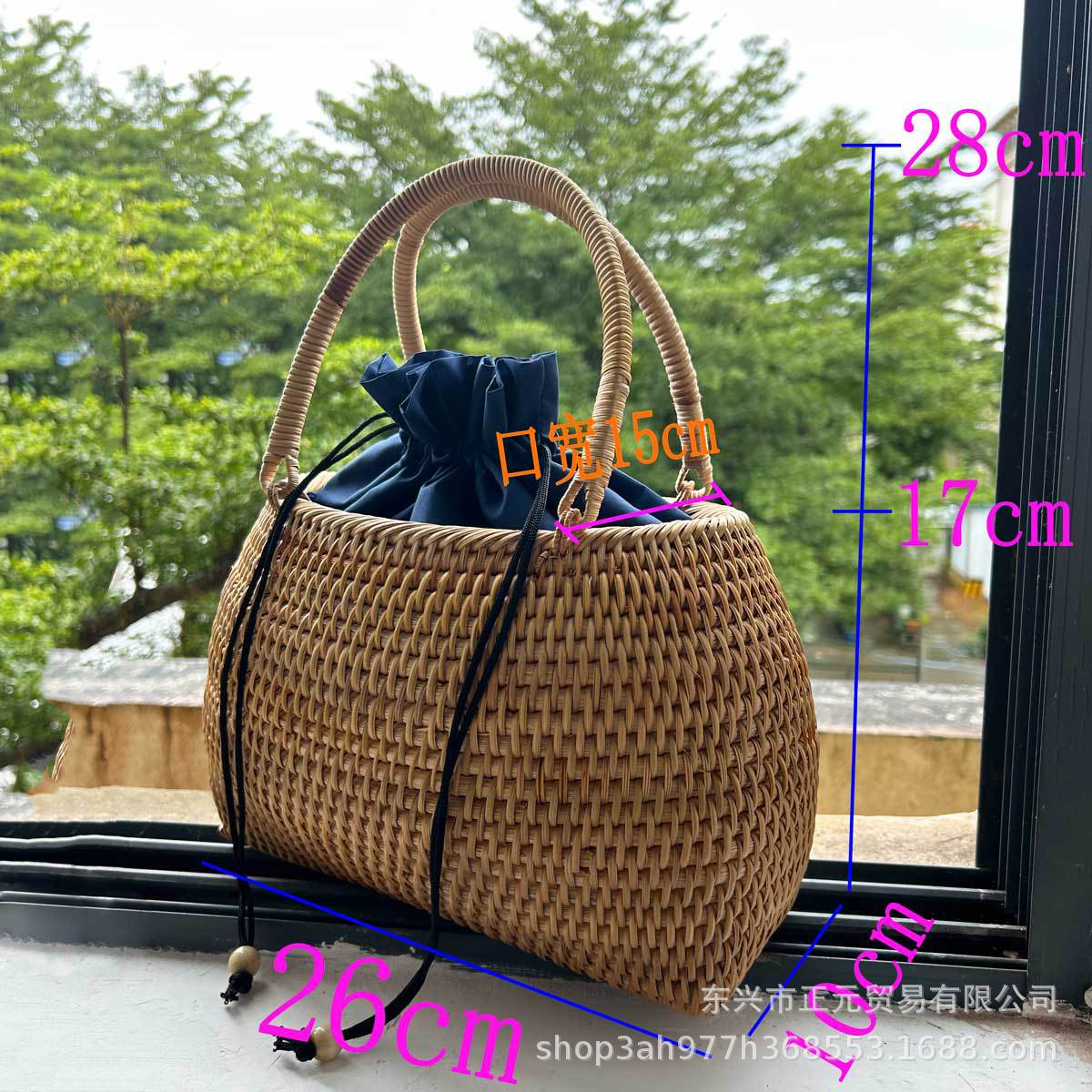 Vietnamese rattan woven handbag, vacation handbag, handmade bag, tea ceremony storage bag, vintage country bag, women's handbag