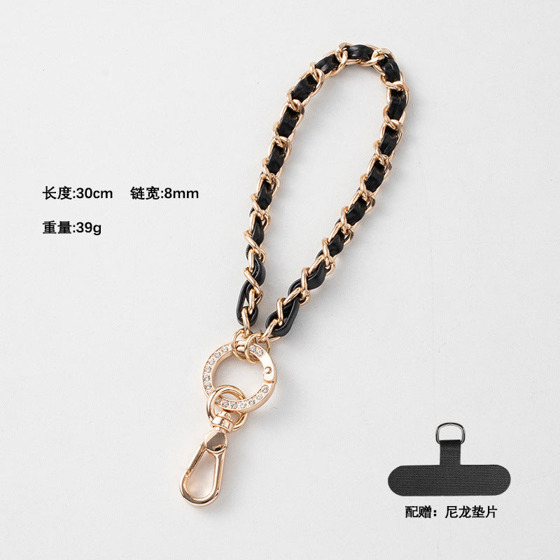 Pearl wrist chain small fragrance wind mobile phone lanyard pearl chain diamond inlaid short chain crossbody hanging chain mobile phone lanyard women's model