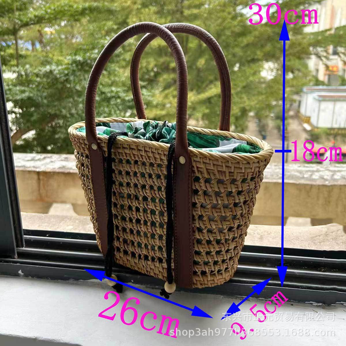 Vietnamese rattan woven handbag, vacation handbag, handmade bag, tea ceremony storage bag, vintage country bag, women's handbag