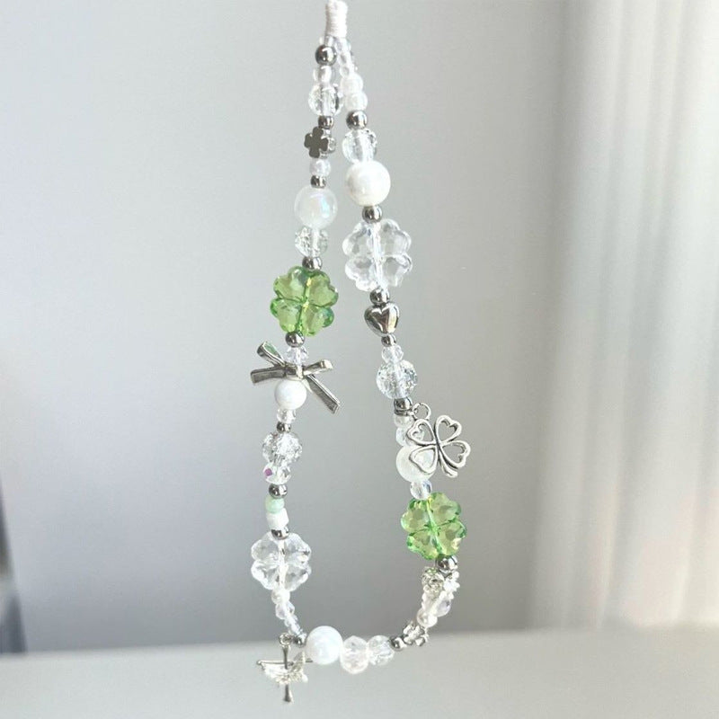 mobile phone chain wholesale Korean pearl star pendant short beaded chain phone case lanyard girl wrist ornament