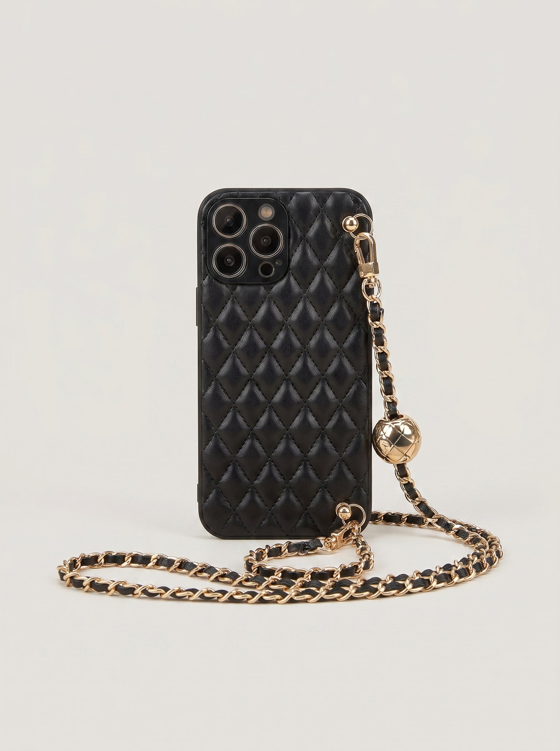 The Chanel-style gold ball chain fits the iPhone 17 Pro Max case crossbody and iPhone 13 12, Huawei Mate50
