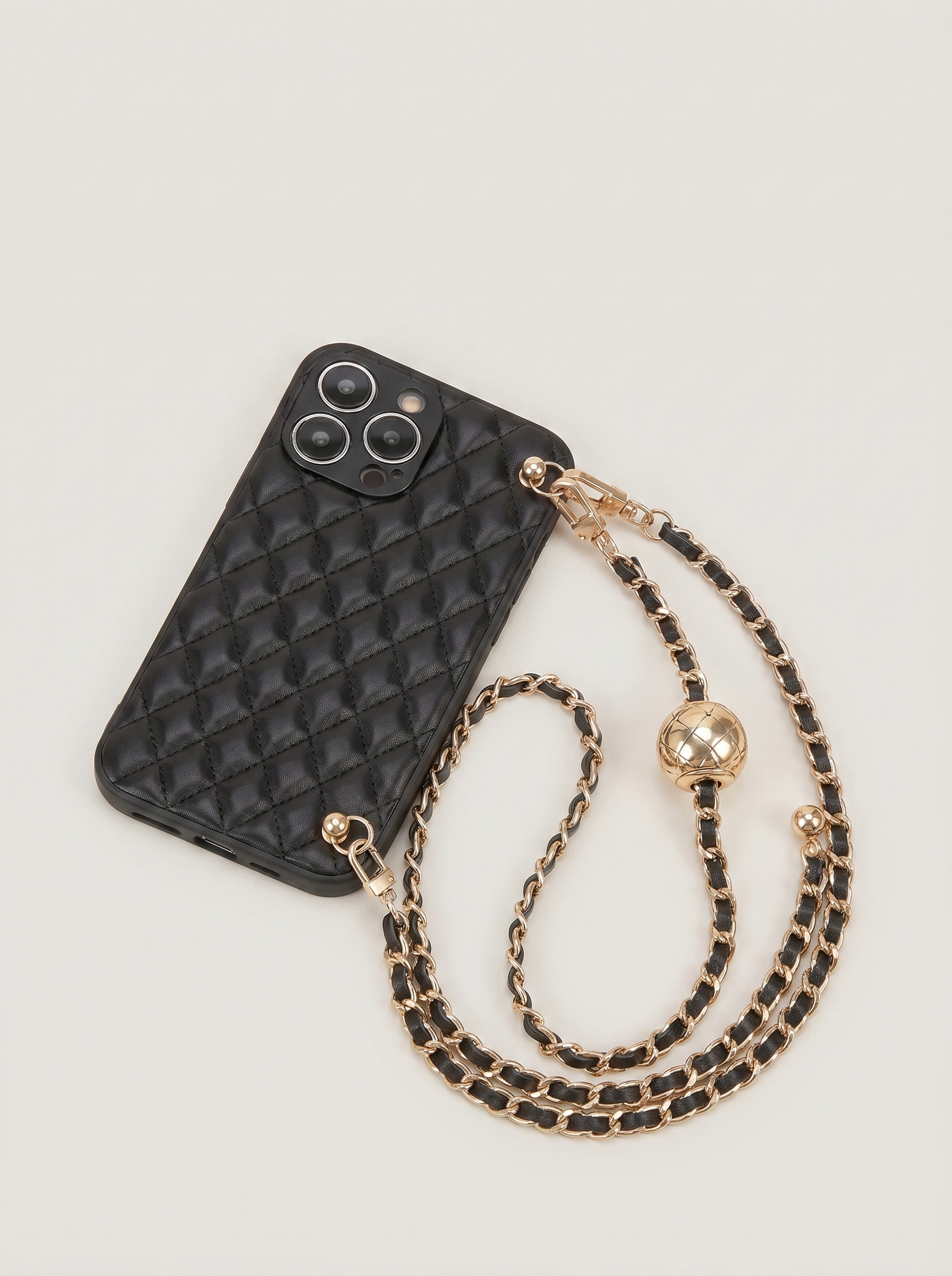 The Chanel-style gold ball chain fits the iPhone 17 Pro Max case crossbody and iPhone 13 12, Huawei Mate50