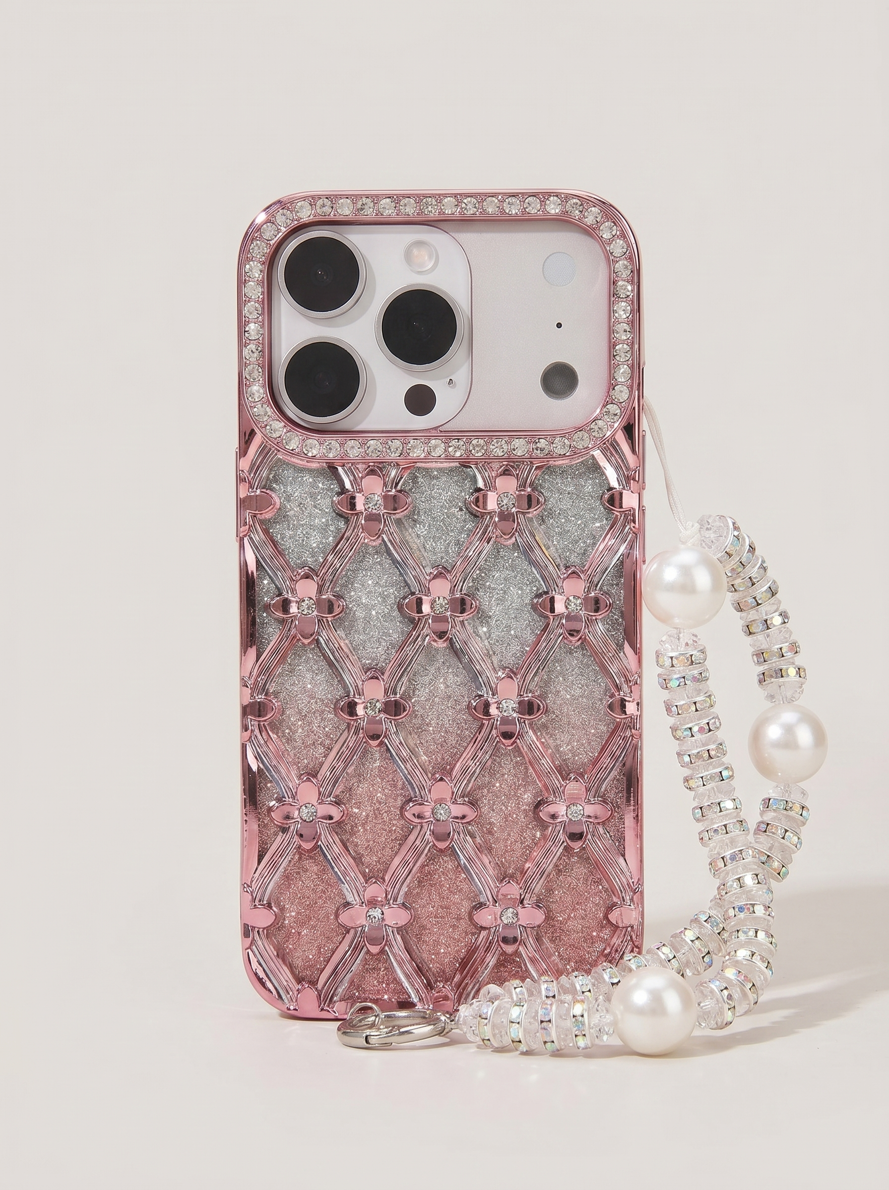 2026 New Apple iPhone 17 Pro Max Pearl Clip Diamond Bracelet Lanyard Phone Case for Women Suitable for Apple