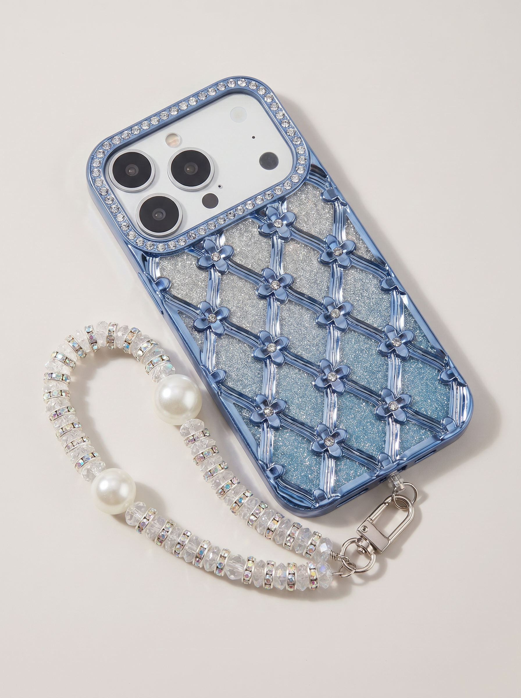 2026 New Apple iPhone 17 Pro Max Pearl Clip Diamond Bracelet Lanyard Phone Case for Women Suitable for Apple