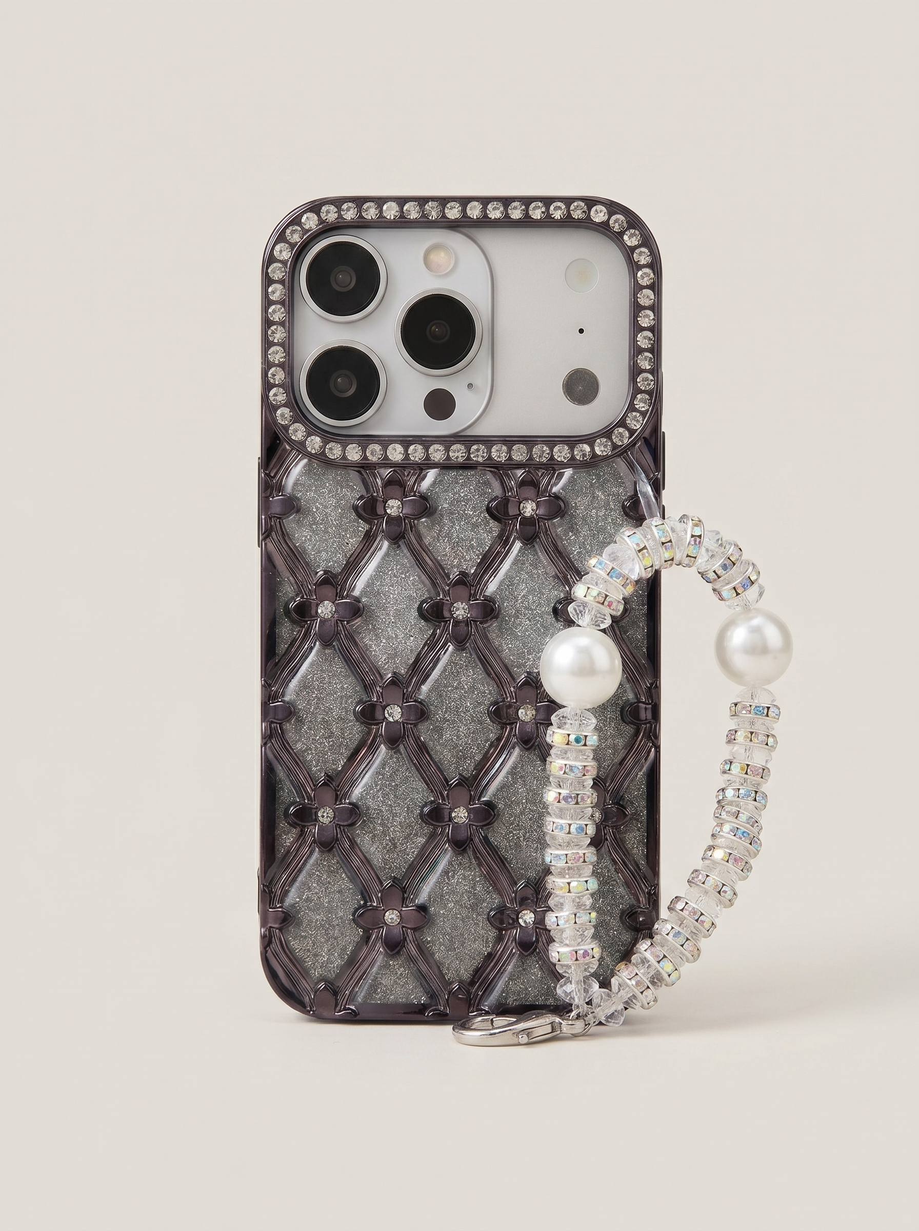 2026 New Apple iPhone 17 Pro Max Pearl Clip Diamond Bracelet Lanyard Phone Case for Women Suitable for Apple