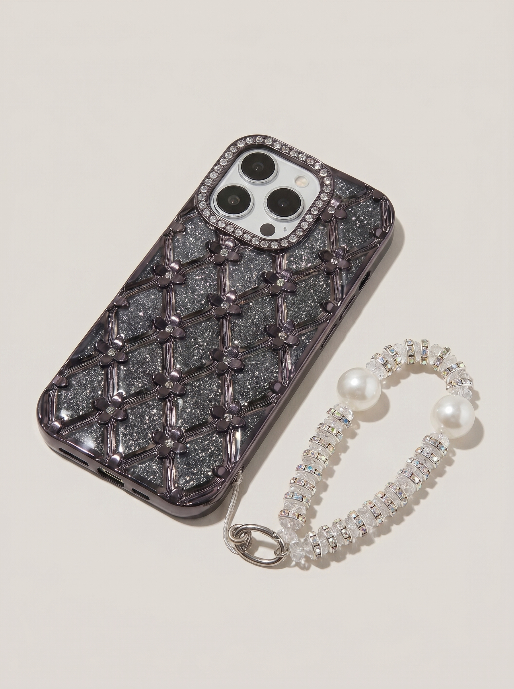2026 New Apple iPhone 17 Pro Max Pearl Clip Diamond Bracelet Lanyard Phone Case for Women Suitable for Apple