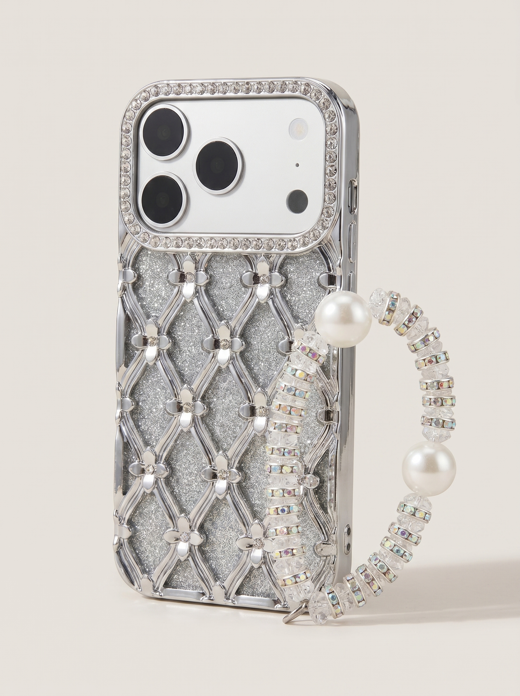2026 New Apple iPhone 17 Pro Max Pearl Clip Diamond Bracelet Lanyard Phone Case for Women Suitable for Apple