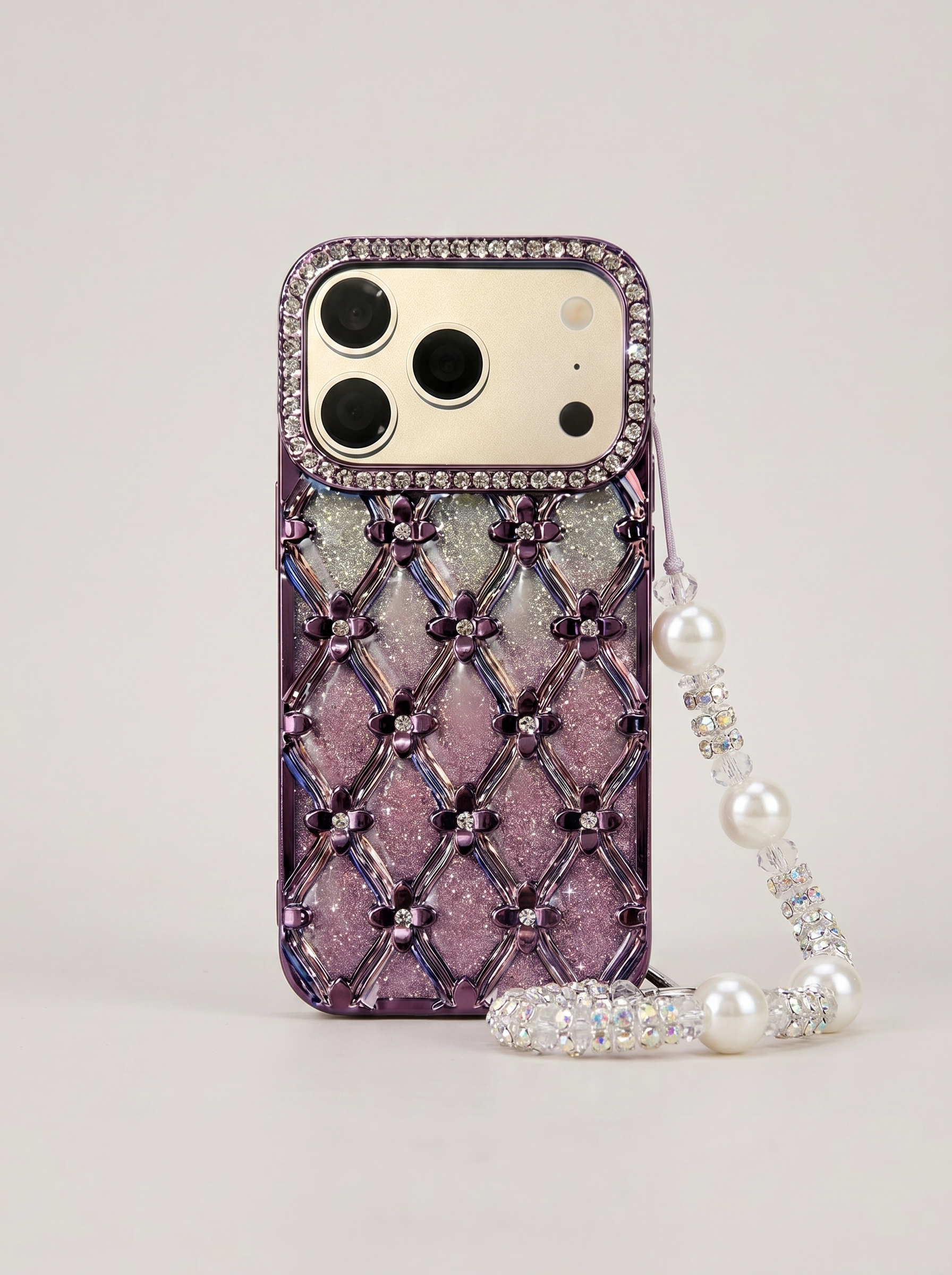 2026 New Apple iPhone 17 Pro Max Pearl Clip Diamond Bracelet Lanyard Phone Case for Women Suitable for Apple