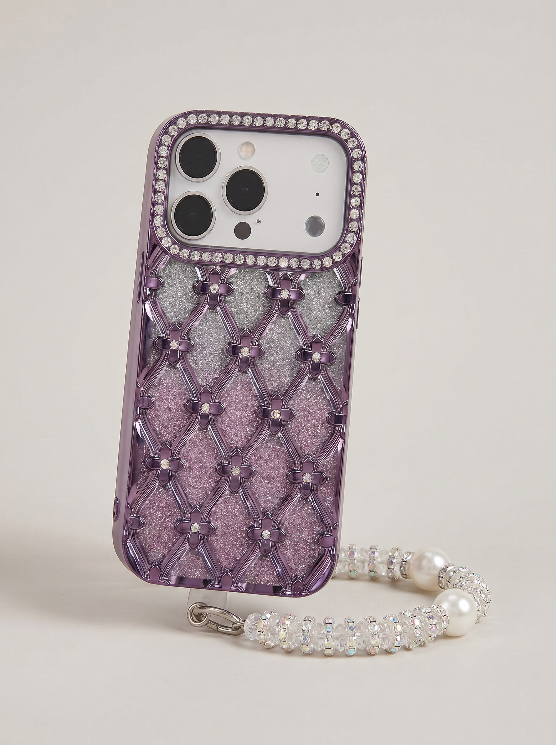 2026 New Apple iPhone 17 Pro Max Pearl Clip Diamond Bracelet Lanyard Phone Case for Women Suitable for Apple